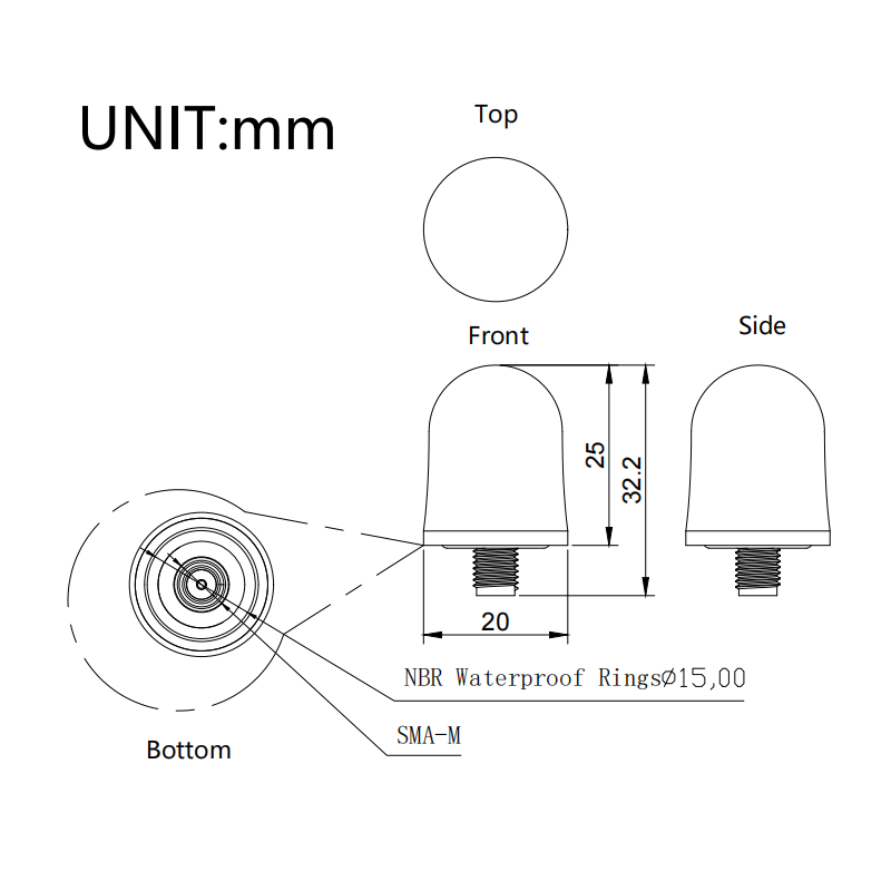 多模高精度天线-蘑菇头体积小低功耗RTK天线SKA20ME20-RSJ 多模高精度天线-蘑菇头体积小低功耗RTK天线SKA20ME20-RSJ